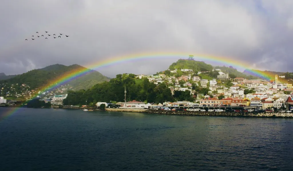 beautiful rainbow over grenada port